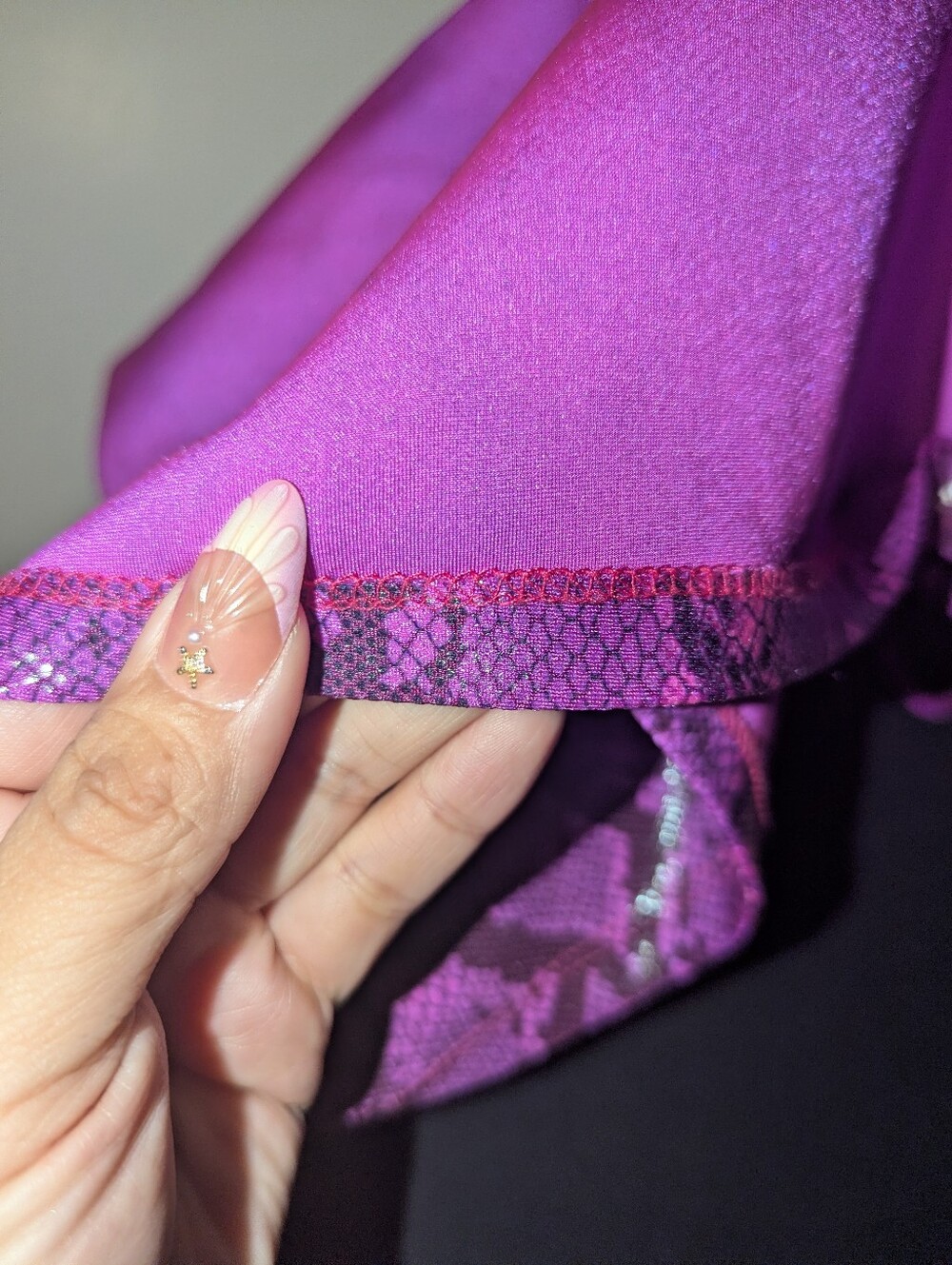 Y2K Gyaru McBling Fuschia Snakeskin Top - Picture 4 of 11